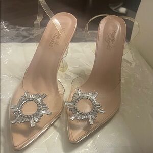 Clear and Silver Women's Heels